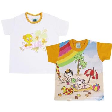 Imagem de Kit 2 camisetas para bebê turma da mônica - piu piu malwee, Branco e l