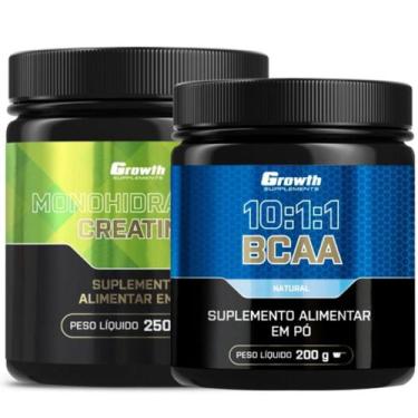 Imagem de Creatina Pura 250g Monohidratada + Bcaa 10:1:1 200g em Pó Growth, Limã