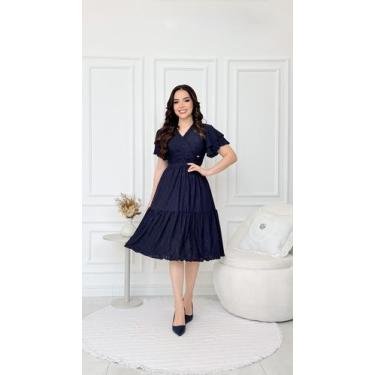 Imagem de Vestido Midi Laise 100% Algodão Terra Prometida Cor:AzulTamanho:M, Azu