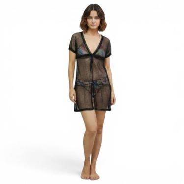 Imagem de Saída De Praia/ Vestido Em Renda Arrastão Moda Verão - Corpo dourado m