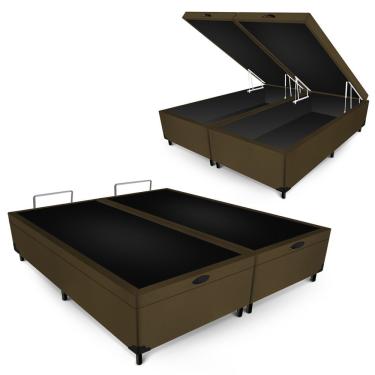 Imagem de Box Baú Max Ultra 158CM Queen Size Suede com Estrutura em MDF Marrom Maxispuma 158x198x42CM