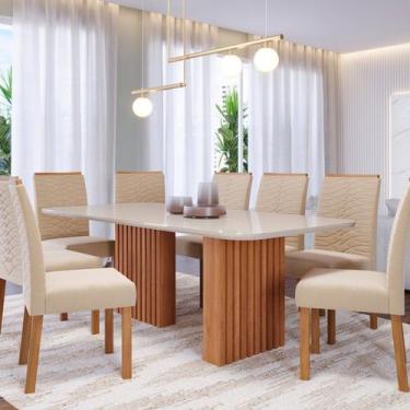 Imagem de Conjunto Sala de Jantar 8 Lugares Retangular Tampo de Vidro/MDF Ester 