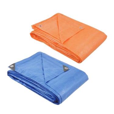 Imagem de Lona Polietileno Azul/Laranja 3x3m p/ Caminhão, Camping, Piscina, Cons