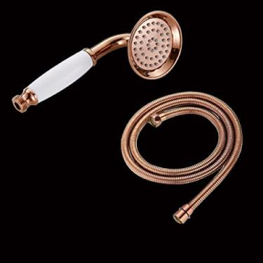 Imagem de Bronze preto antigo ouro cromado latão estilo telefone banheiro chuveiro chuveiro de mão que economiza água e mangueira de 1,5 m, 7