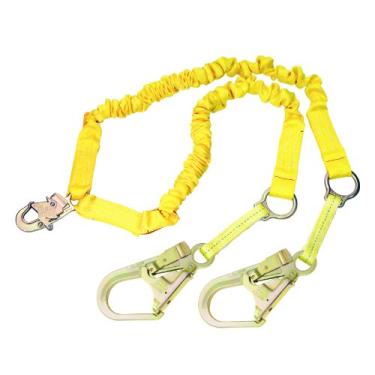 Imagem de Cordão de resgate 3M DBI-SALA ShockWave2 1244750 para absorção de choque, 15,24 cm, rede elástica, gancho de pressão no centro, anéis em D para resgate, ganchos de barra traseira de aço nas extremidades das pernas, amarelo