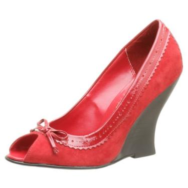 Imagem de Chinese Laundry Anabela feminino Forte Peep Toe, Camurça vermelha, 11