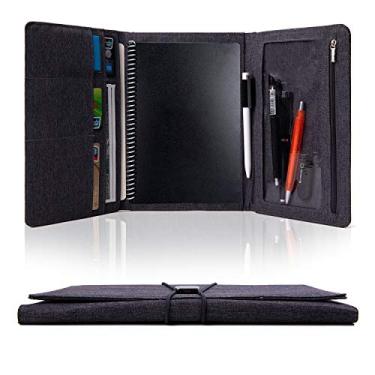 Imagem de Capa fólio compatível com Rocketbook Everlast Fusion, tecido de pano, pasta multiorganizadora, masculina e feminina, com alça para caneta/bolso para celular/porta-cartão de visita, serve para notebook