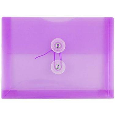Imagem de Envelope de plástico de papel JAM com fecho de botão e cordão - Tamanho do índice - 13,97 cm x 18,90 cm, Lilac Purple