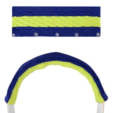 Imagem de Faixa de cabeça de tricô Geekria Sweater com fones de ouvido sem fio, compatível com Beats Solo 3, Solo 2/capa de tecido de malha elástica/manga protetora confortável, Pop Indigo, large