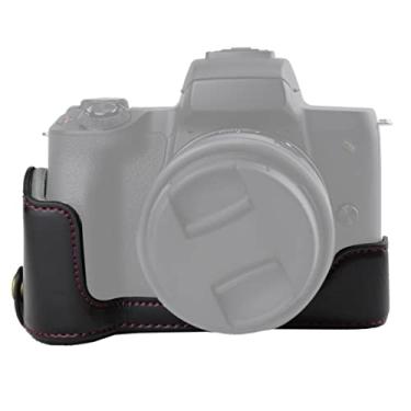 Imagem de HONGYAN capa da câmera Câmera de couro PU de 1/4 de polegada PU Câmera de meia base para Canon EOS M50 / M50 Mark II acessórios para câmera