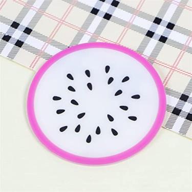 Imagem de Copo em forma de frutas Porta-copos de silicone antiderrapante almofada de isolamento tapete de copo suporte para bebida quente suporte de caneca decoração de mesa para casa acessórios de cozinha (cor: E)