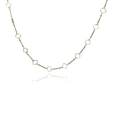 Imagem de Colar Curto Flor Vazada Folheada Em Ouro 18K