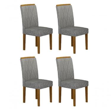 Imagem de Kit 04 Cadeiras Sala De Jantar Mdf Freijó,linho Cinza