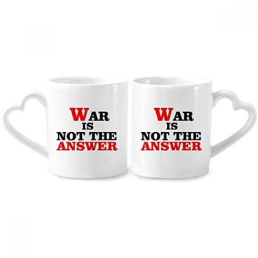 Imagem de War Is Not The Answer Love Peace World Conjunto de canecas de porcelana para casais, copo de cerâmica para amantes e coração