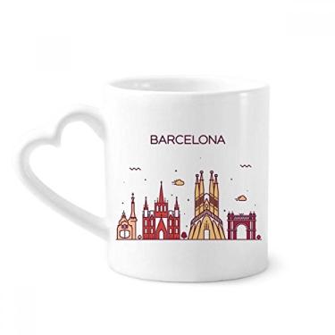 Imagem de Barcelona Espanha Caneca plana padrão de ponto de referência café cerâmica copo de coração de vidro