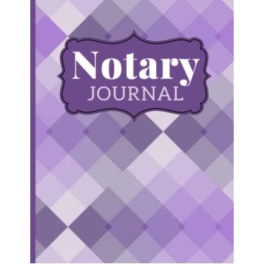 Imagem de Notary Journal: 8.5x11 Large Notarial Logbook / With 200 Numbered Pages - Two Records Logs Per Page / 400 Records / Purple Diamond Abstract Art Pattern / Ledger Book Gift For Signing Agents