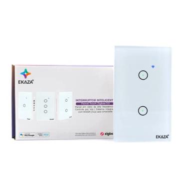 Imagem de EKAZA Interruptor Inteligente, Touch, Zigbee 3.0, 4x2, 2 Botões, Branco, Compativel com Google home e Alexa, EKAT-T307-2ZW