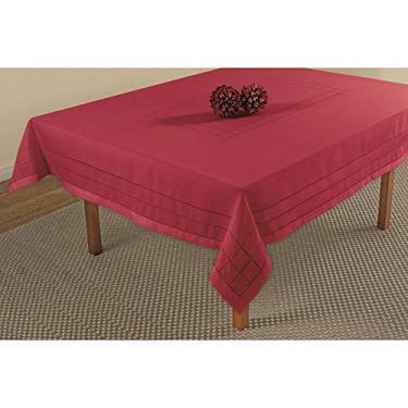 Imagem de Toalha de mesa Veneza retangular para 18 lugares com ponto ajour feito a mão vermelha - Rafimex