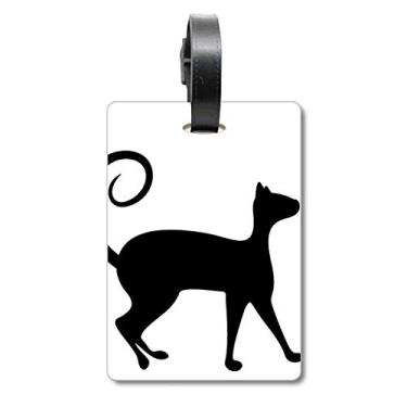 Imagem de Pet Lover Black Cat Animal Art Outline Mala Etiqueta Bagagem Cartão de Bagagem Scutcheon Etiqueta
