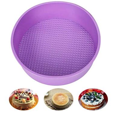 Imagem de KOOTIPS Forma redonda de silicone para assar, 25 cm, sem BPA, silicone antiaderente de grau europeu, 5 cm de profundidade