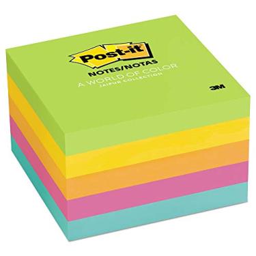 Imagem de Blocos originais Post-it Notes 654-5UC em cores Jaipur, 3 x 3, 100 folhas, pacote com 5
