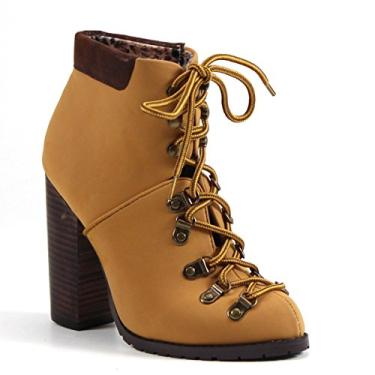 Imagem de Luichiny Anna may IMI Suede Lug Sole Lace Up Combat Stacked heel Ankle Booties (Chamois Timberland Yellow, 9)