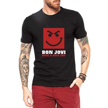 Imagem de Camiseta Bon Jovi Masculina Preta Have a Nice Day