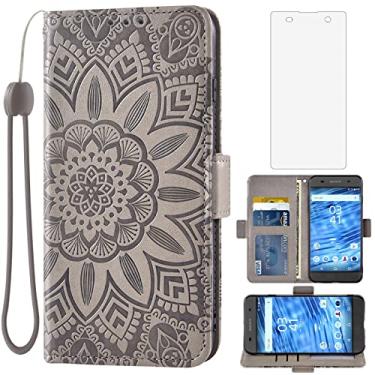 Imagem de Asuwish Capa de telefone para Sony Xperia XA com protetor de tela de vidro temperado e carteira de couro floral flip capa com suporte para cartão de crédito acessórios para celular Experia AX XperiaXA