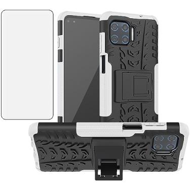 Imagem de Asuwish Capa de telefone para Moto One 5G/One5G UW/Moto G G5 Plus com protetor de tela de vidro temperado e suporte fino híbrido resistente capa protetora Motorola One Lite XT2075-1 feminina branca