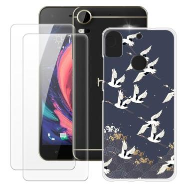 Imagem de MILEGOO Capa para HTC Desire 10 Pro + 2 peças protetoras de tela de vidro temperado, capa de TPU de silicone macio à prova de choque para HTC Desire 10 Pro (5,5 polegadas)