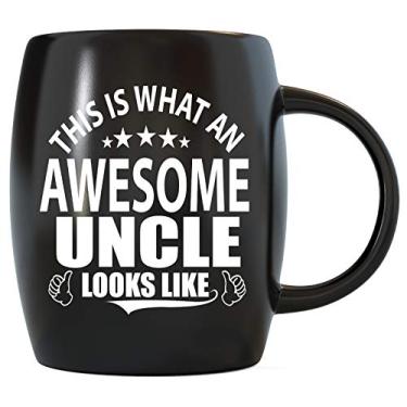 Imagem de MUG A DAY Caneca grande grossa de 473 ml Awesome Uncle Looks Like Funny Uncle Tio Ideas de presente da sobrinha sobrinho dia dos pais Natal novidade mordaça caneca de café xícara de chá - preta