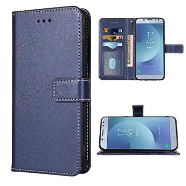 Imagem de FDCWTSH Compatível com Samsung Galaxy J7 Prime 2017 J 7 Skypro Sky Pro J7V V S727VL capa carteira alça de pulso capa flip capa suporte cartão capas para celular para Glaxay Halo 7J Perx J7prime azul