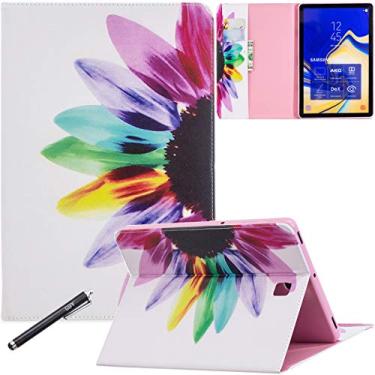 Imagem de Capa para Galaxy Tab S4 de 10,5, Newshine de couro premium, leve, com bolso para dinheiro, para tablet Samsung Galaxy Tab S4 10.5 2018, modelo SM-T830/T835/T837, flor arco-íris