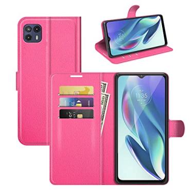 Imagem de Capa para Moto G50 5G, couro PU com suporte para cartão de crédito, carteira fina flip com suporte, capa protetora para Motorola Moto G50 5G (rosa choque)