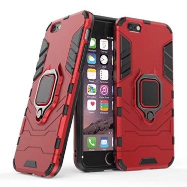 Imagem de Compatível com Apple iPhone 6 Plus, iPhone 6S Plus Capa Prova de Choque de Camada Dupla, Anel Giratório de 360 com Suporte de Celular para Carro (Vermelho)