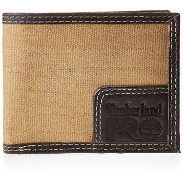 Imagem de Timberland PRO Carteira masculina de couro de lona RFID com janela traseira para ID, Caqui, tamanho nico