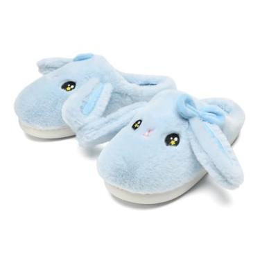 Imagem de NZFUN Pantufas de coelho para mulheres e homens, lindo laço felpudo, fofo, confortável, desenho animado, feminino, coelho peludo, almofada de nuvem para casa, quarto, casa, casa, casa, para uso