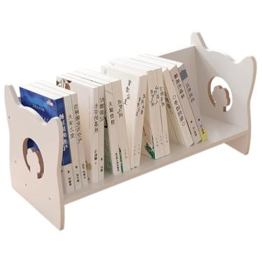 Imagem de W WWEENUO Estante de mesa, estante inclinada de madeira, organizador pequeno de livros, estante infantil, suporte de exibição para CDs/revistas/livros (branca)
