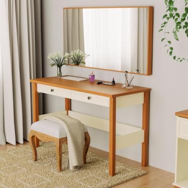 Imagem de Penteadeira com Espelho 120 Cm Ananda Cabecasa Madeiramadeira Off-white/Mel