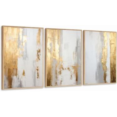 Imagem de Quadro Decorativo Abstrato gold dourado luxo moderno sala quarto Com Moldura vidro (Vidro, 60x80)
