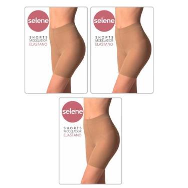 Imagem de 3 Shorts Feminino Slim Levanta Bumbum Modelador Selene, Bege, G