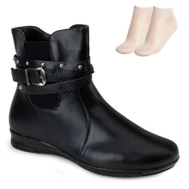 Imagem de Bota Cano Baixo Flat Pink Moon e Meia MC23-71083, Preto, 37