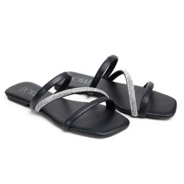 Imagem de Sandália Rasteirinha Casual Feminino Tiras Brilho Moda Elegante Prátic