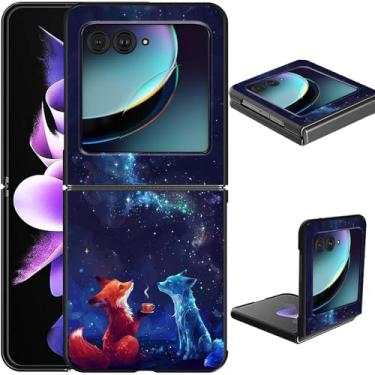 Imagem de GFRGTFHYT Capa para Motorola Moto Razr 2024/Moto Razr 50 5G, Fina e Leve, Proteção à Prova de Choque, Compatível com Carregamento Sem Fio, Design Fox Galaxy