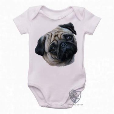 Imagem de body nenê criança roupa bebê Pug perfil - Empório Dutra, M   ( 2-4 Mes