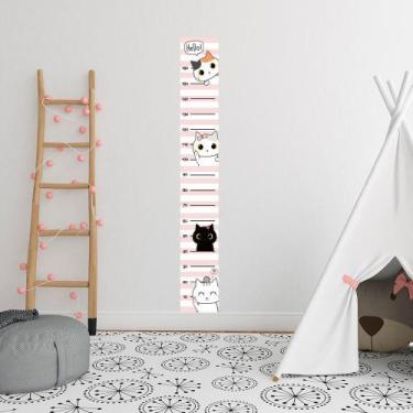 Imagem de Régua Adesivo de Crescimento Gatinhas Rosa Quarto Infantil - Kanto Sto