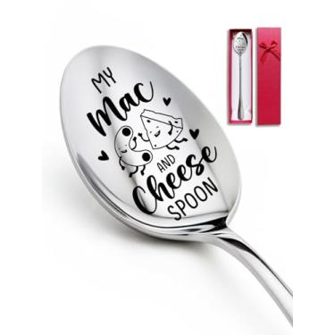 Imagem de Advivio Minha Colher de Macarrão com Queijo- Colher Engraçada de Aço Inoxidável Gravada, Colher de Sobremesa de Mascarpone Sheese, Colher de Jantar para Amantes de Macarrão com Que (7,7 Pol., Prata)
