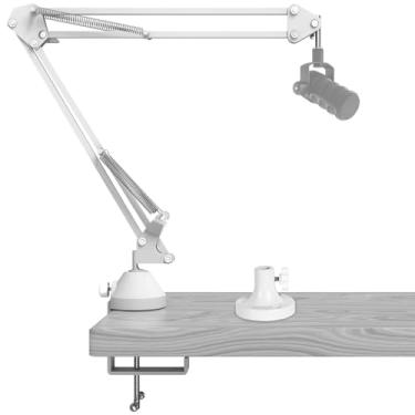 Imagem de Geekria Braço de microfone para criadores compatível com Rode PodMic, NT-USB, NT1-A, NT1 Braço de boom de microfone com suporte de flange de mesa, suporte de suspensão, braço de tesoura de microfone,