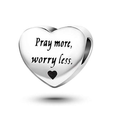 Imagem de MiiFort Pingente de coração com cruz de zircônia cúbica e versículos da Bíblia serve para pulseiras Pandora Charms Moments Religion, One Size, Cobre, Sem Pedra Preciosa
