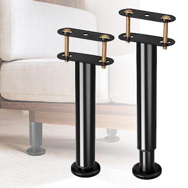 Imagem de ZhouDaShu Estrutura de cama de altura ajustável, pernas de suporte central com base mais larga, substituição de pernas de suporte de cama para ripas de metal/madeira, kit de reforço de cama, altura de